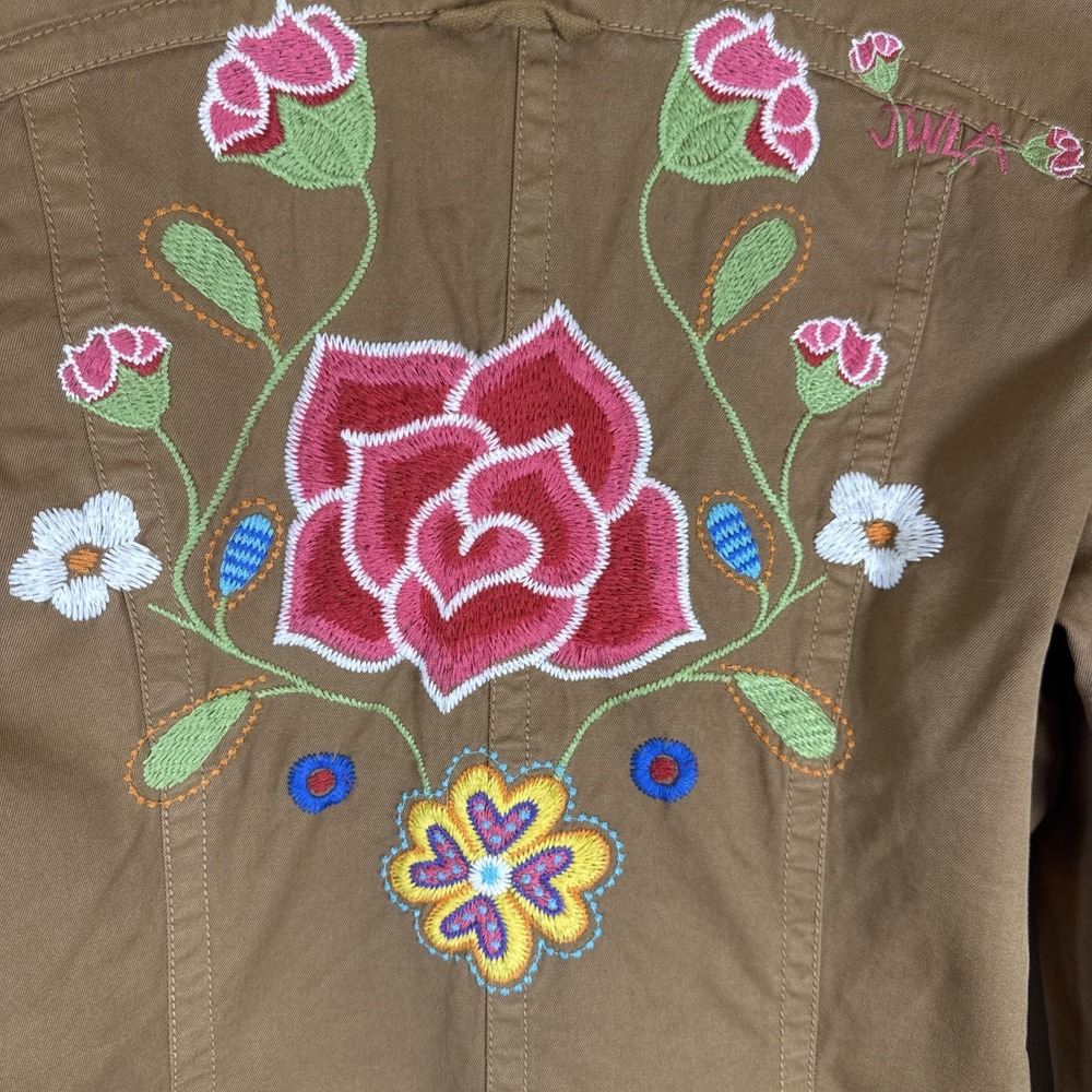 Johnny Was JW Los Angeles Tan Embroidered Western Cut Jacket Womens Sz Medium - Picture 7 of 13